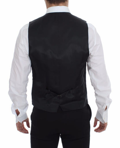 Gilet en laine rayé gris avec logo Dolce & Gabbana