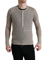 Pull en cachemire beige à col Henley de Dolce &amp; Gabbana