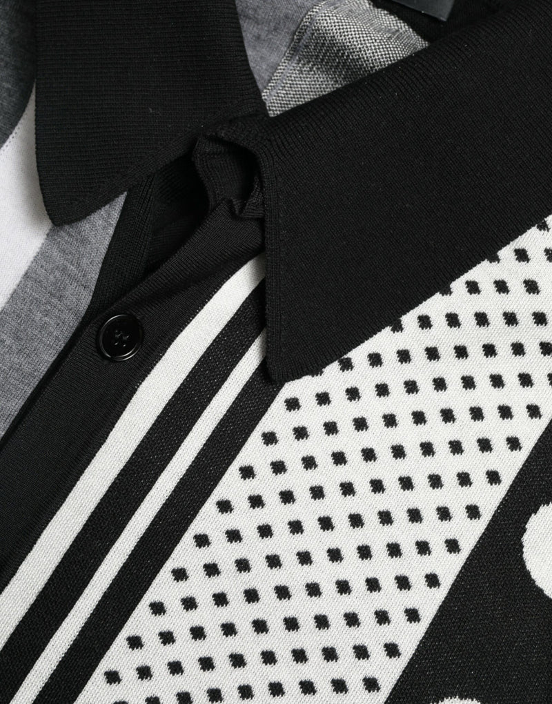 Pull col V en jersey noir et blanc Dolce &amp; Gabbana