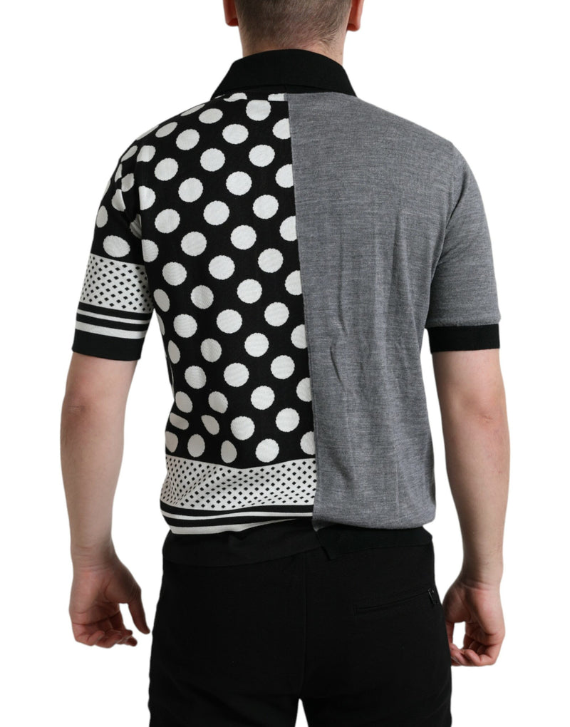 Pull col V en jersey noir et blanc Dolce &amp; Gabbana