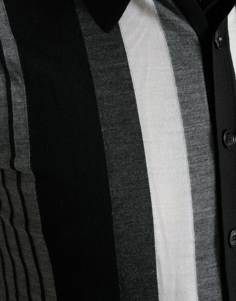 Pull col V en jersey noir et blanc Dolce &amp; Gabbana