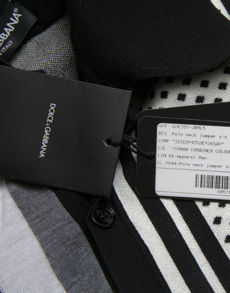 Pull col V en jersey noir et blanc Dolce &amp; Gabbana