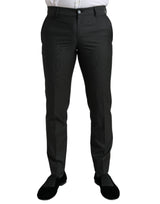 Pantalon habillé slim en coton extensible gris foncé de Dolce &amp; Gabbana