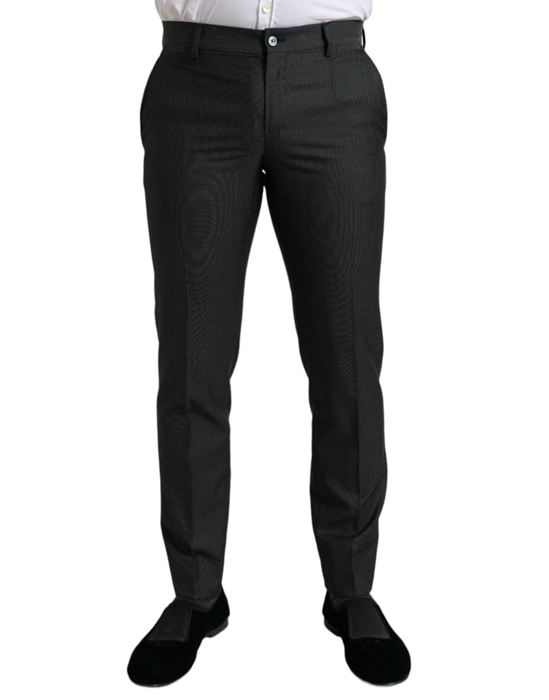 Pantalon habillé slim en coton extensible gris foncé de Dolce &amp; Gabbana