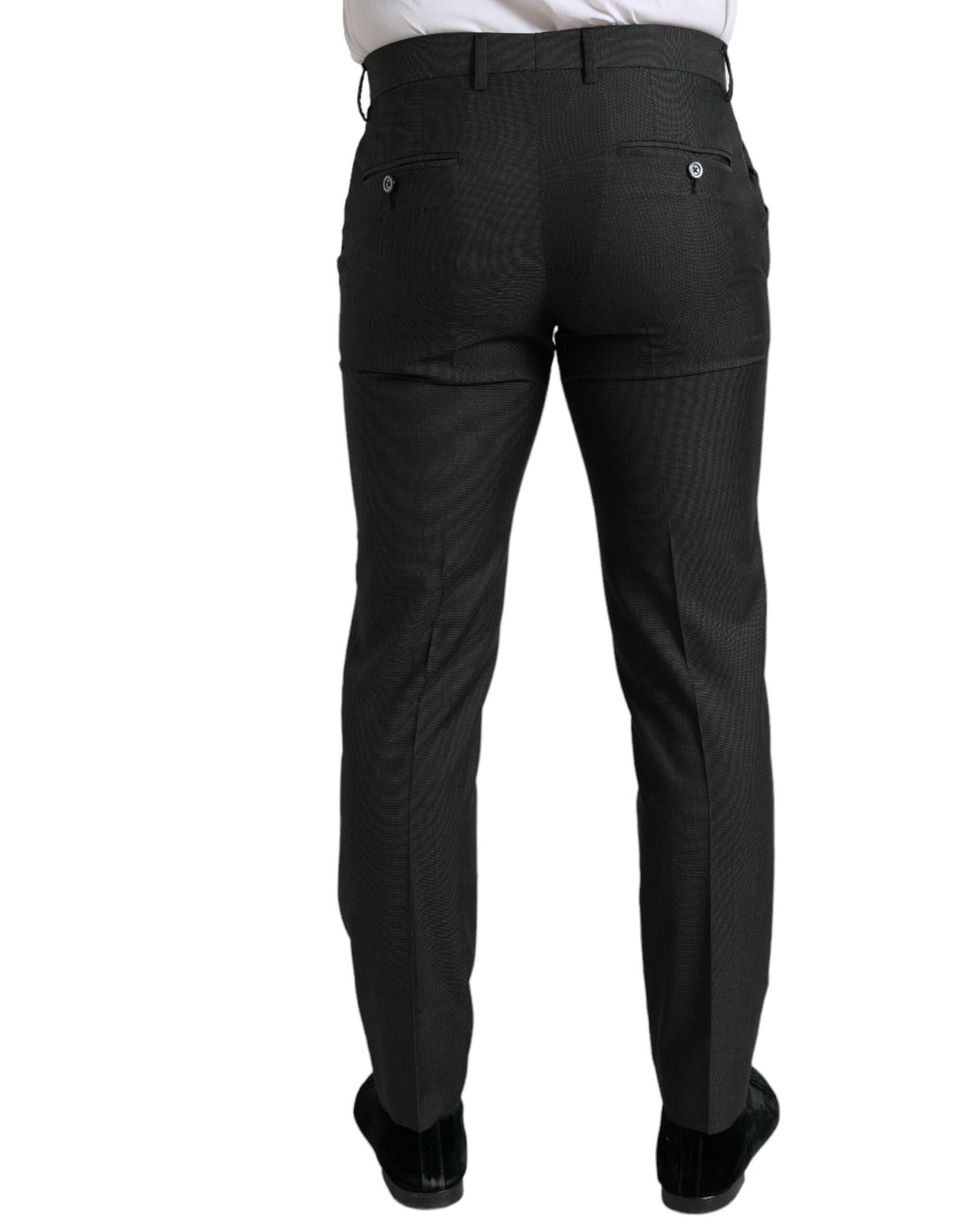 Pantalon habillé slim en coton extensible gris foncé de Dolce &amp; Gabbana