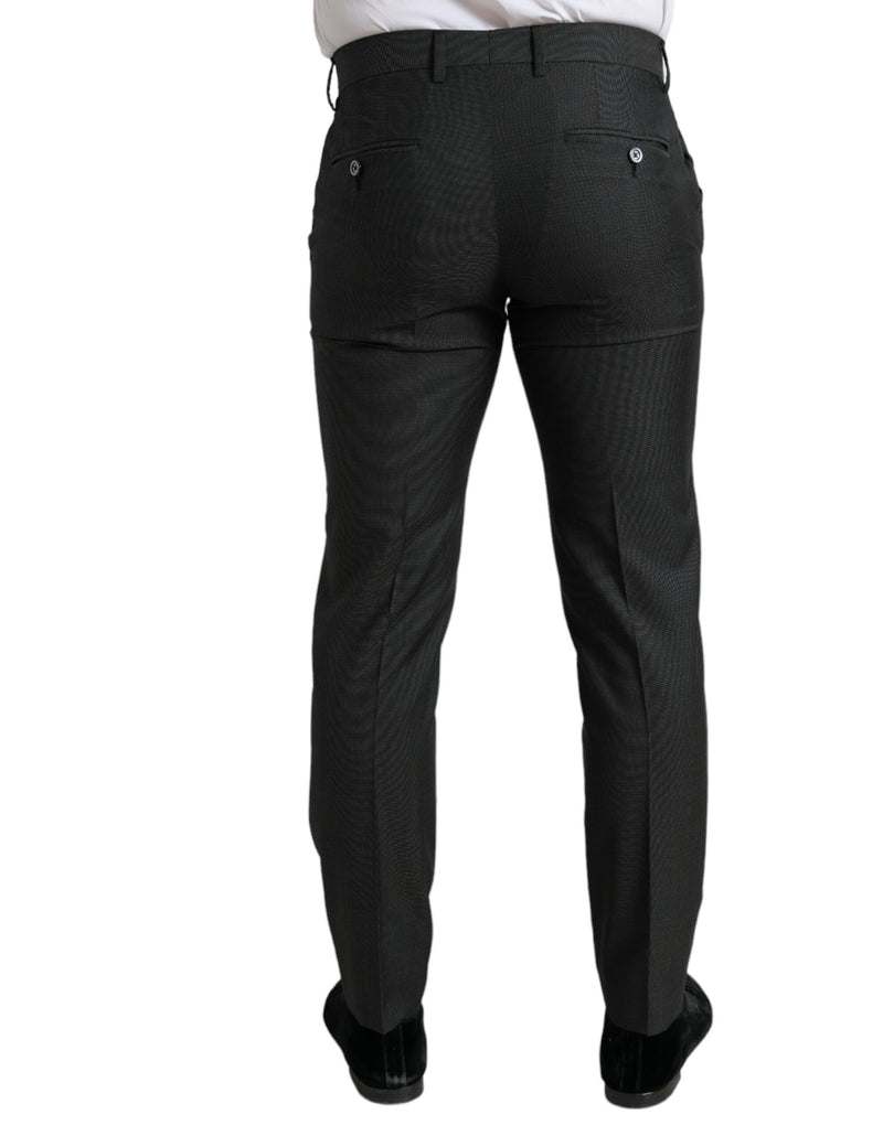 Pantalon habillé slim en coton extensible gris foncé de Dolce &amp; Gabbana