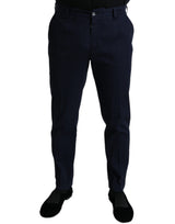 Pantalon tailleur slim en coton extensible bleu foncé Dolce &amp; Gabbana