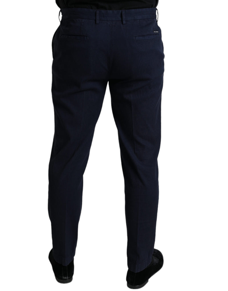 Pantalon tailleur slim en coton extensible bleu foncé Dolce &amp; Gabbana