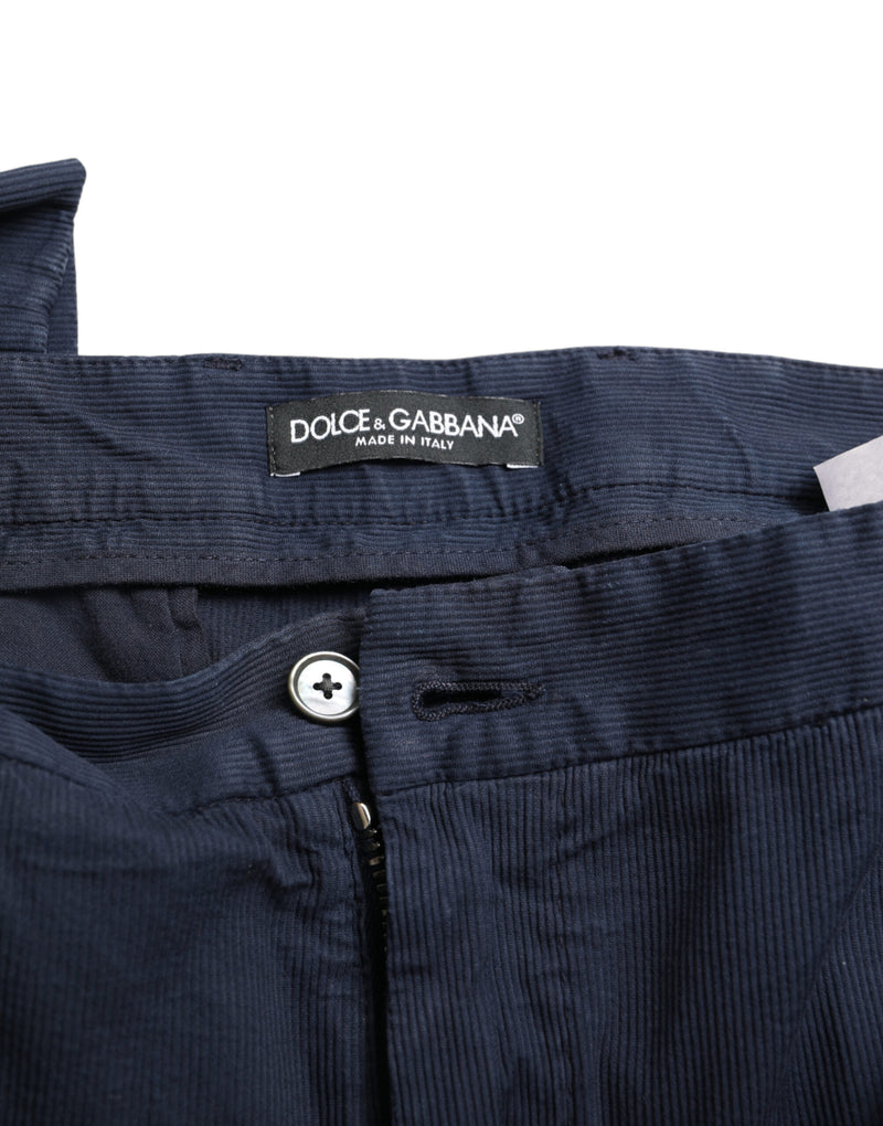 Pantalon tailleur slim en coton extensible bleu foncé Dolce &amp; Gabbana