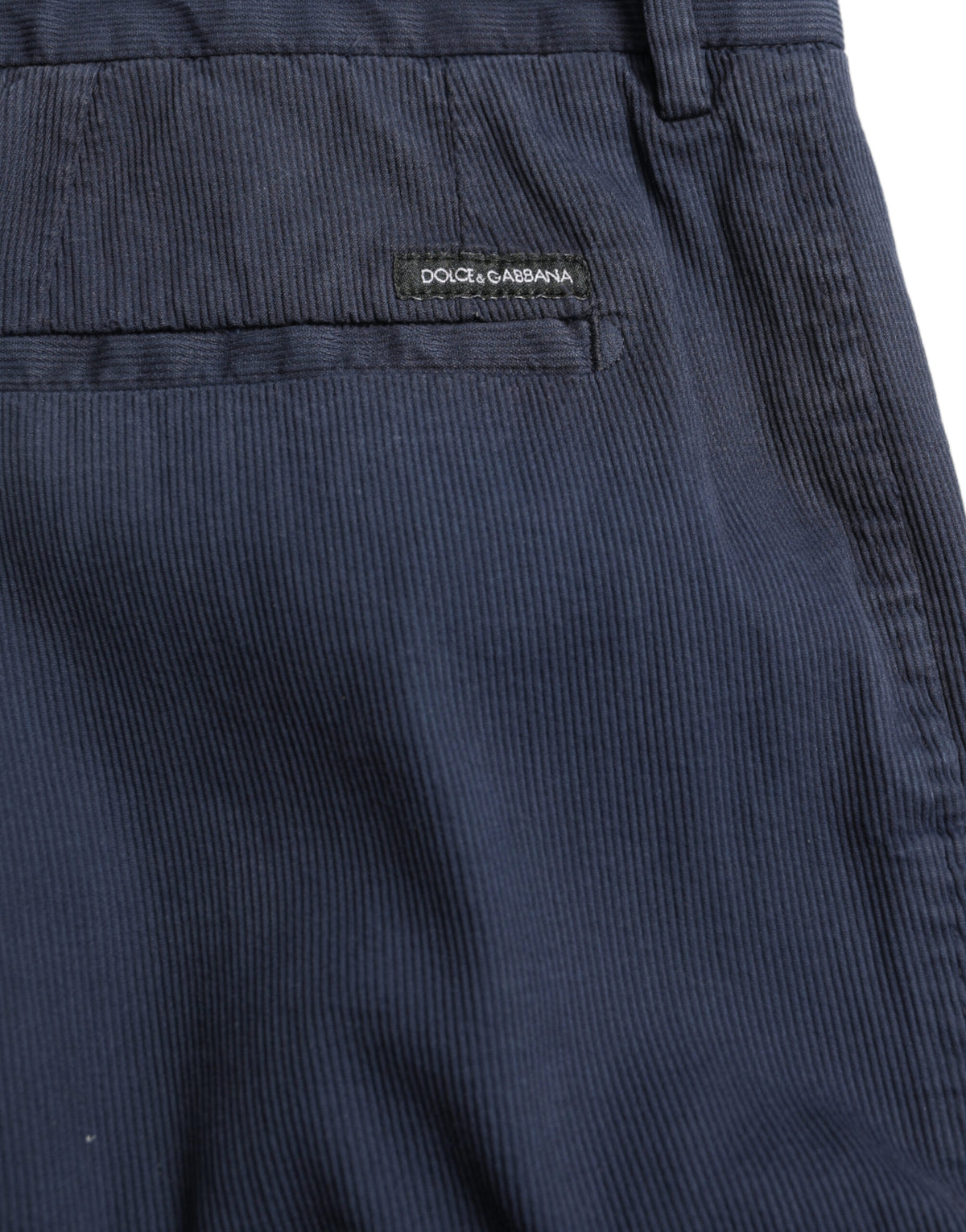 Pantalon tailleur slim en coton extensible bleu foncé Dolce &amp; Gabbana