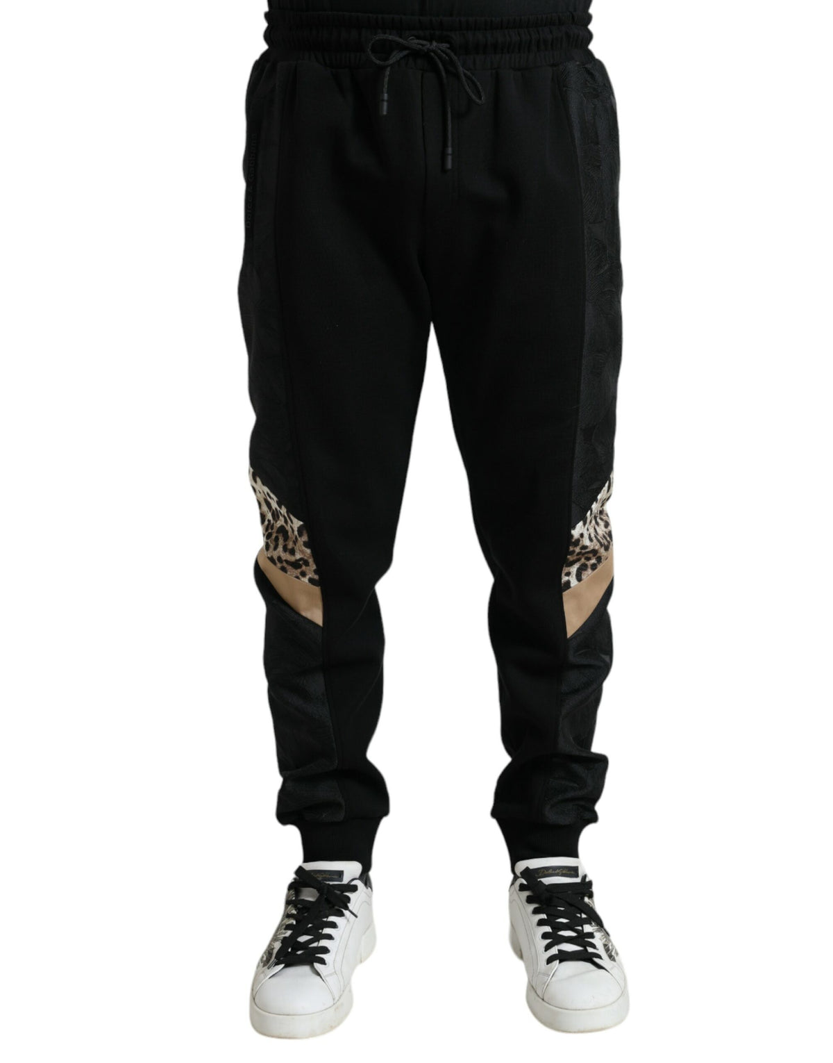 Pantalons de jogging slim et stretch en coton noir Dolce &amp; Gabbana
