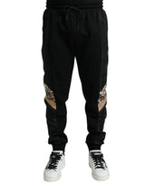 Pantalons de jogging slim et stretch en coton noir Dolce &amp; Gabbana