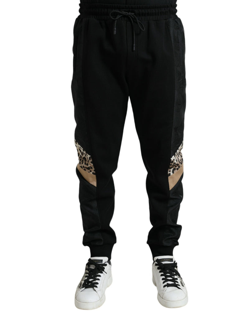 Pantalons de jogging slim et stretch en coton noir Dolce &amp; Gabbana