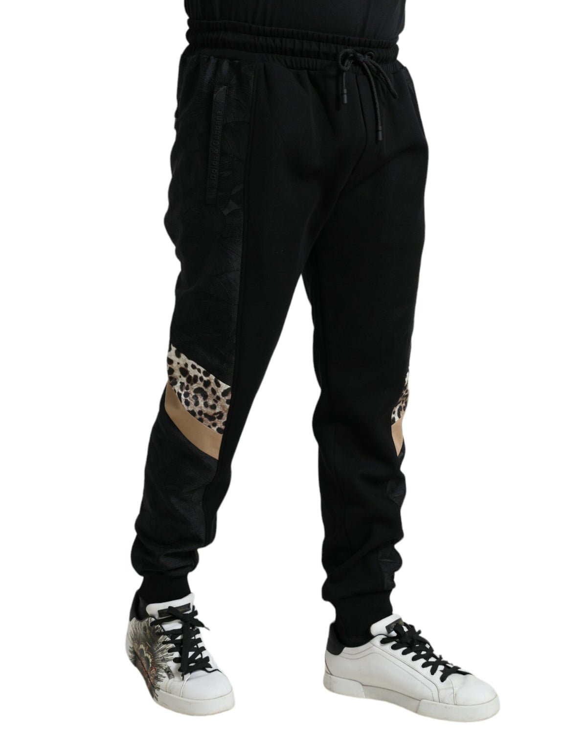 Pantalons de jogging slim et stretch en coton noir Dolce &amp; Gabbana
