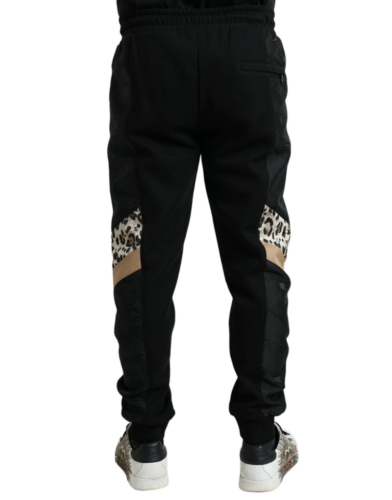 Pantalons de jogging slim et stretch en coton noir Dolce &amp; Gabbana