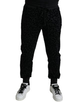 Pantalons de jogging slim en coton noir à motif léopard de Dolce &amp; Gabbana