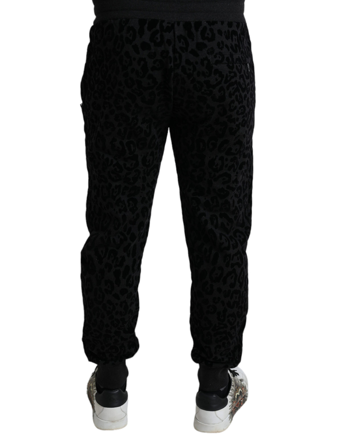 Pantalons de jogging slim en coton noir à motif léopard de Dolce &amp; Gabbana