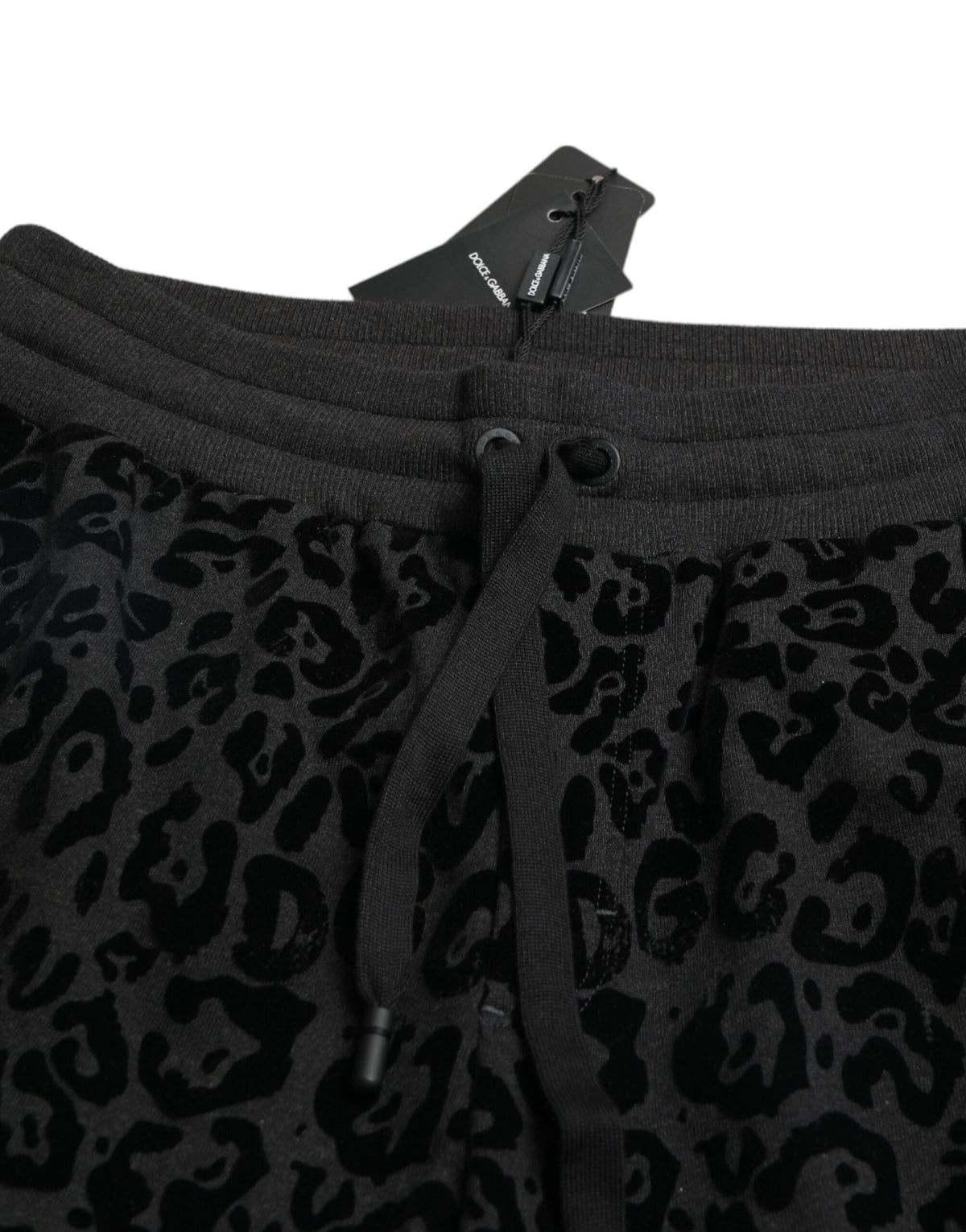 Pantalons de jogging slim en coton noir à motif léopard de Dolce &amp; Gabbana