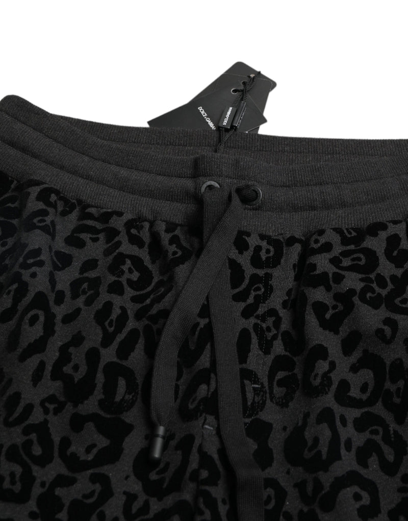 Pantalons de jogging slim en coton noir à motif léopard de Dolce &amp; Gabbana