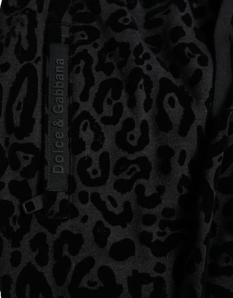 Pantalons de jogging slim en coton noir à motif léopard de Dolce &amp; Gabbana