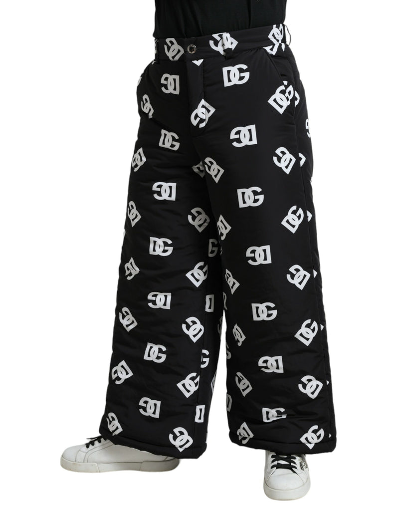 Pantalon large à imprimé logo DG noir de Dolce &amp; Gabbana