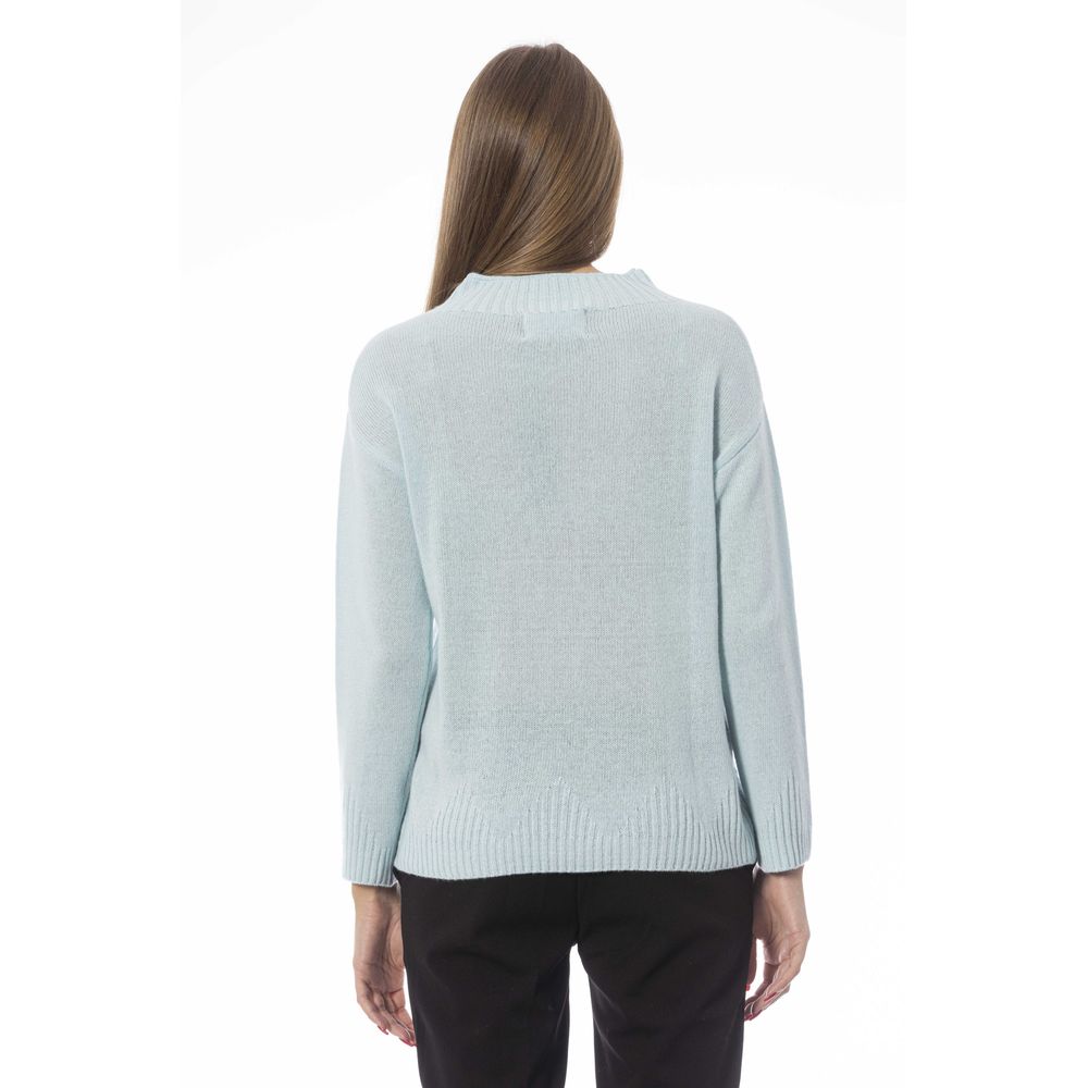 Baldinini Trend Light Blue Wool Volcano Neck Sweater for Women