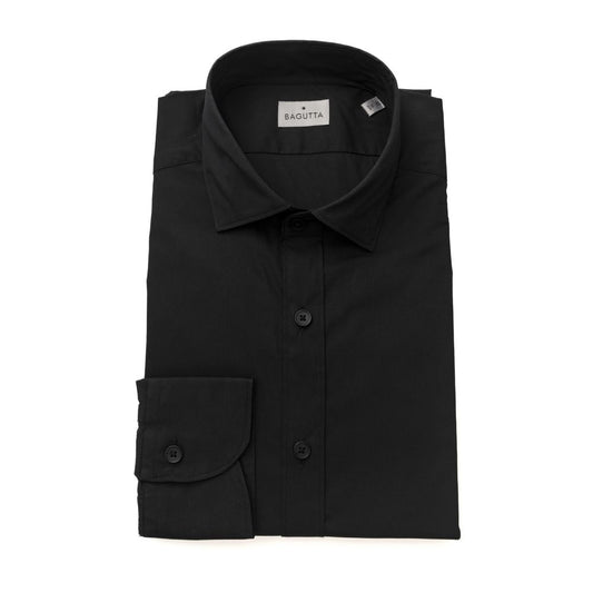 Bagutta Black Cotton Men's Slim Fit Shirt