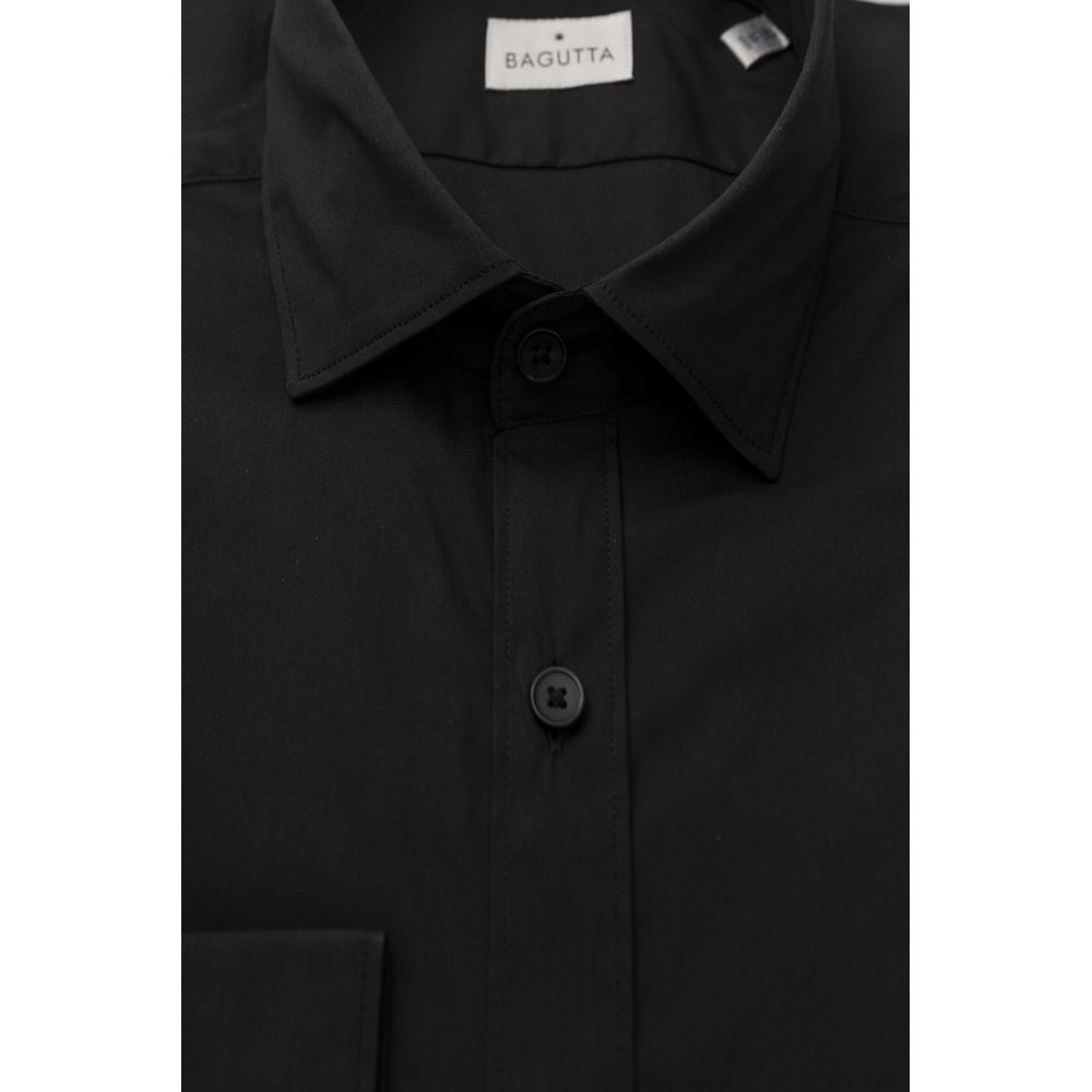 Bagutta Black Cotton Men's Slim Fit Shirt
