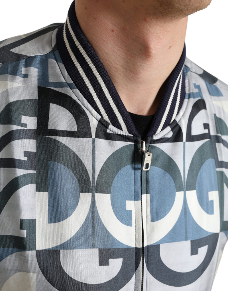 Veste bomber à imprimé multicolore avec logo de Dolce & Gabbana
