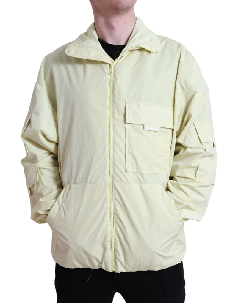 Parka à capuche zippée en nylon jaune de Dolce & Gabbana