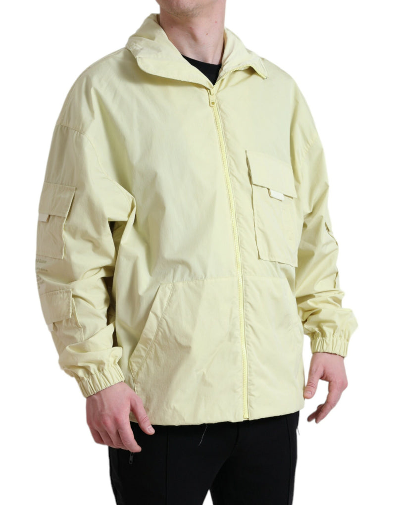 Parka à capuche zippée en nylon jaune de Dolce & Gabbana