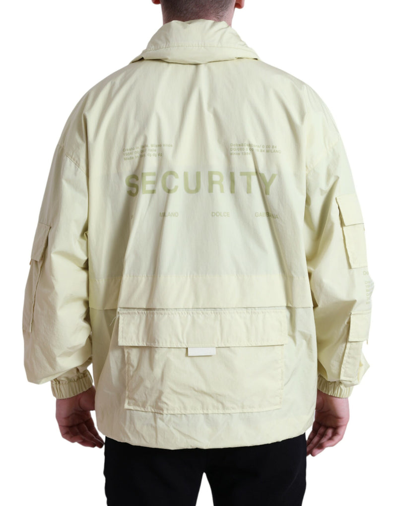 Parka à capuche zippée en nylon jaune de Dolce & Gabbana