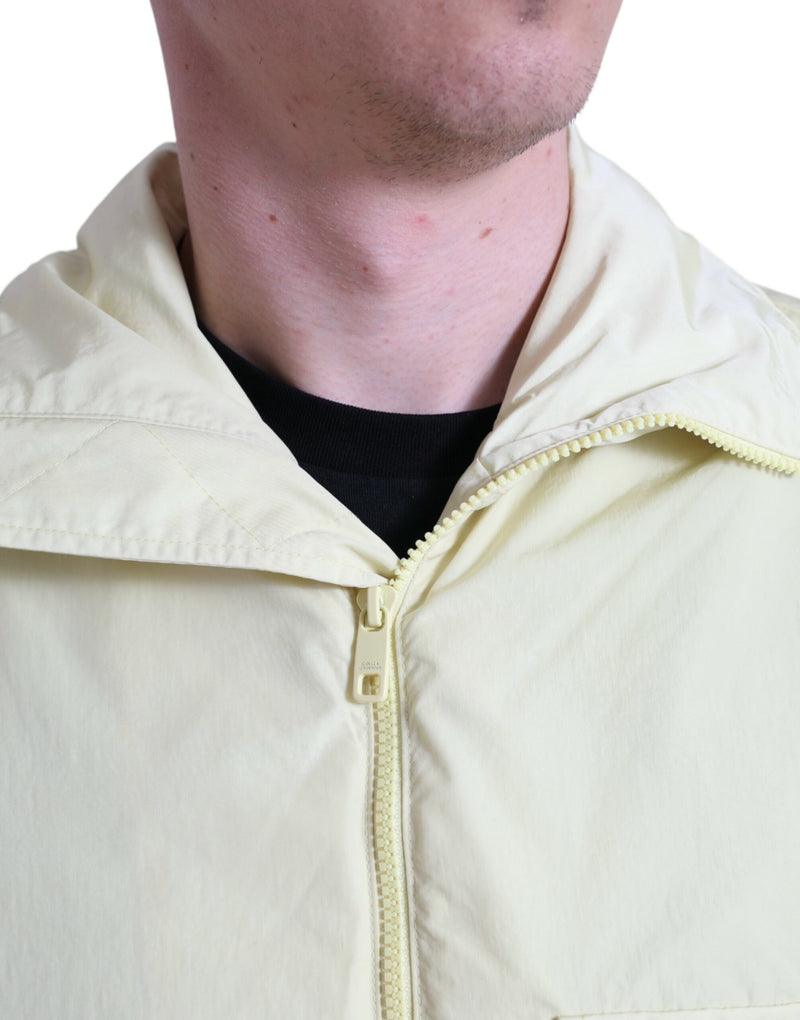 Parka à capuche zippée en nylon jaune de Dolce & Gabbana