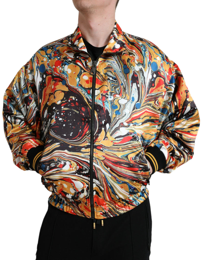 Bomber Jacket en Polyester Multicolore à Motif Abstrait de Dolce & Gabbana