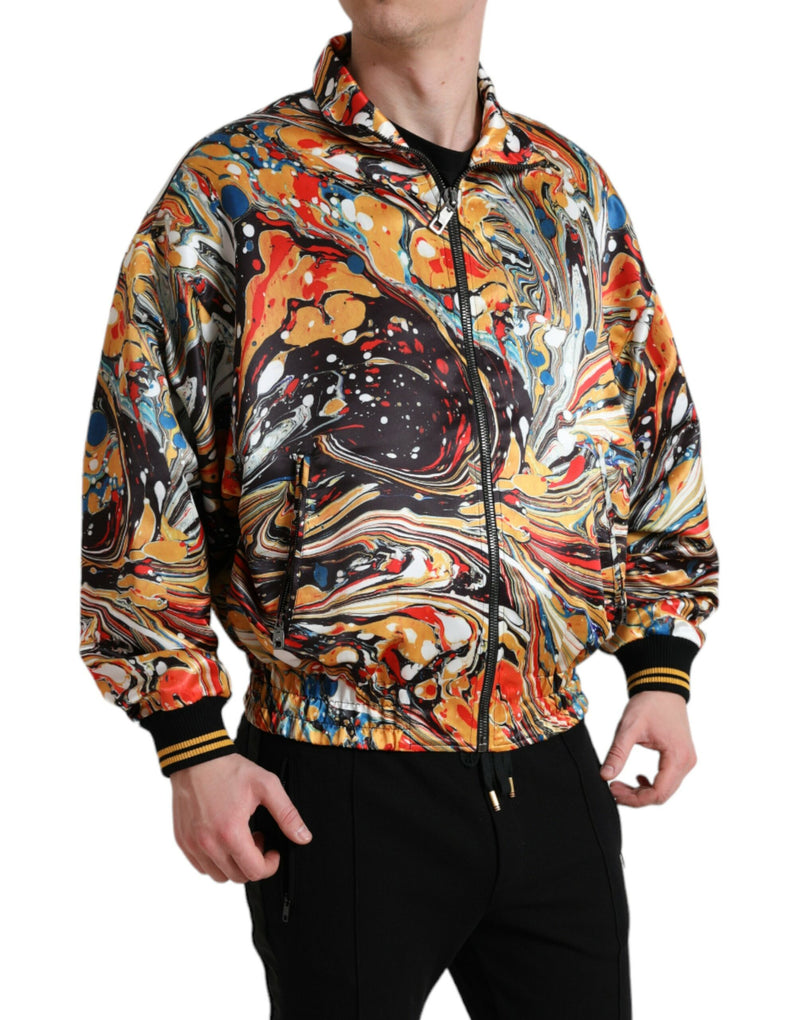 Bomber Jacket en Polyester Multicolore à Motif Abstrait de Dolce & Gabbana