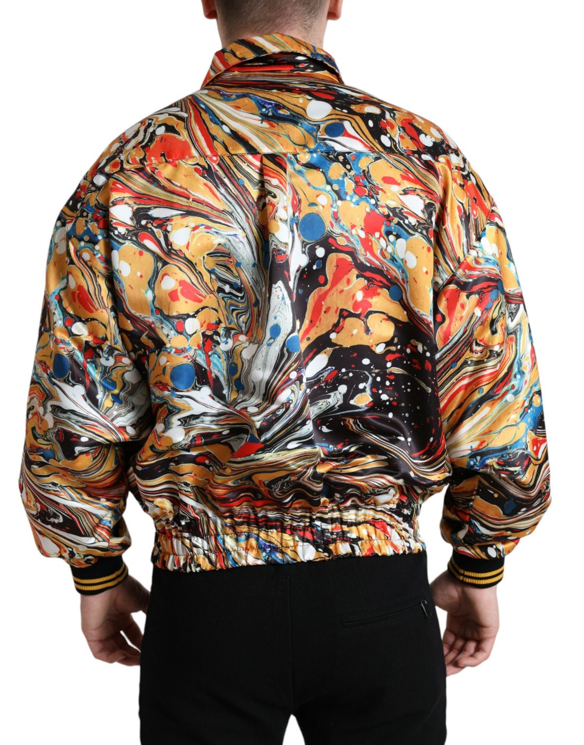 Bomber Jacket en Polyester Multicolore à Motif Abstrait de Dolce & Gabbana