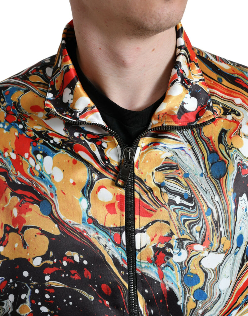 Bomber Jacket en Polyester Multicolore à Motif Abstrait de Dolce & Gabbana