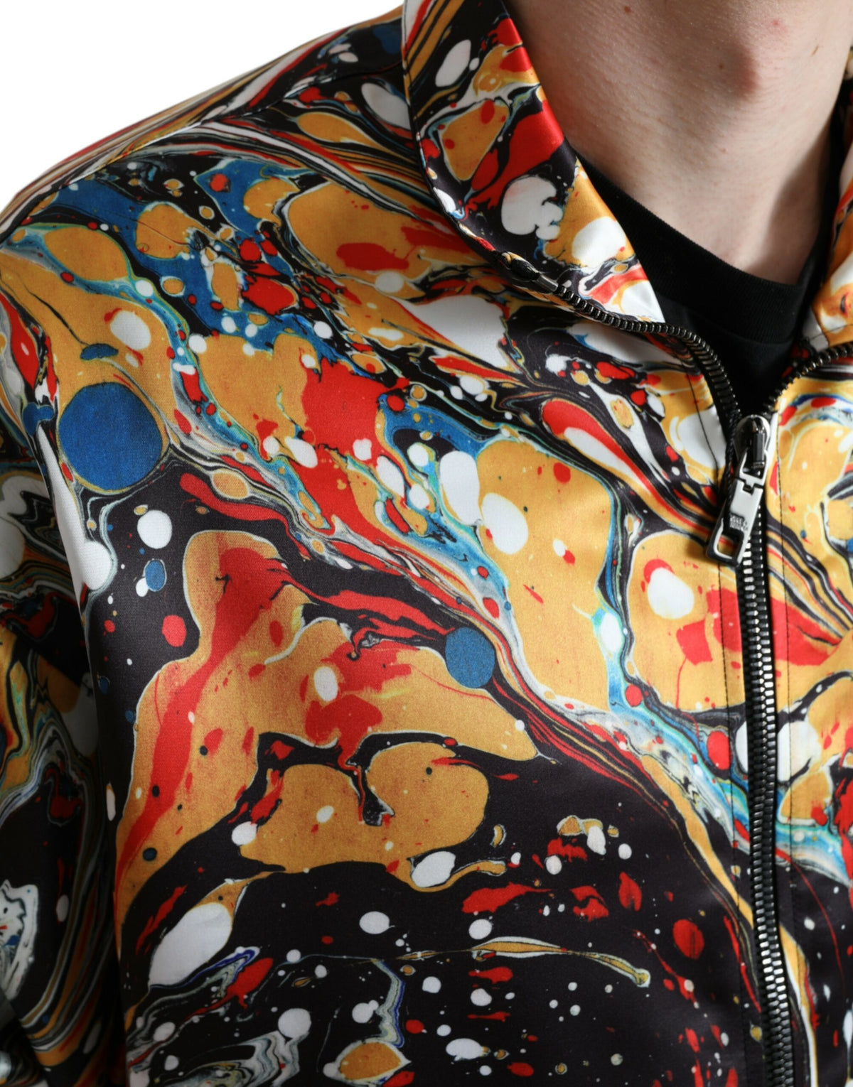 Bomber Jacket en Polyester Multicolore à Motif Abstrait de Dolce & Gabbana