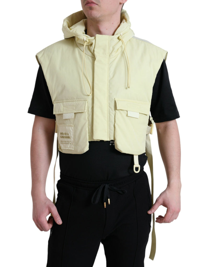 Veste gilet de sport à capuche en nylon jaune Dolce & Gabbana