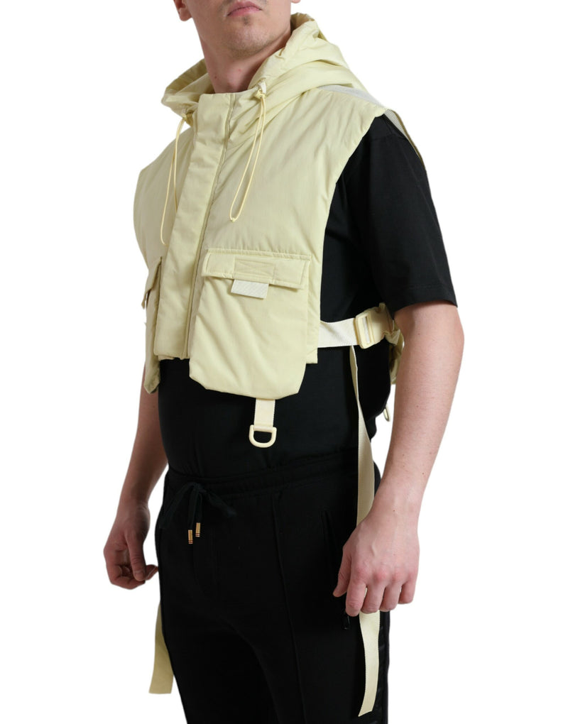 Veste gilet de sport à capuche en nylon jaune Dolce & Gabbana