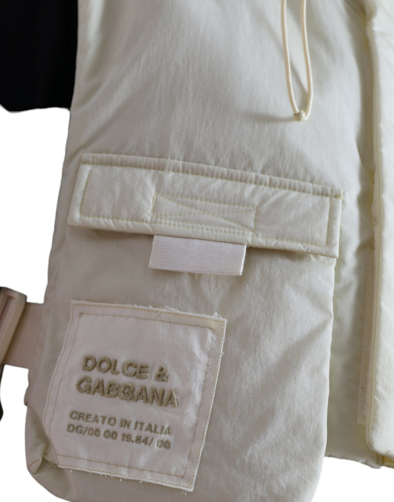Veste gilet de sport à capuche en nylon jaune Dolce & Gabbana