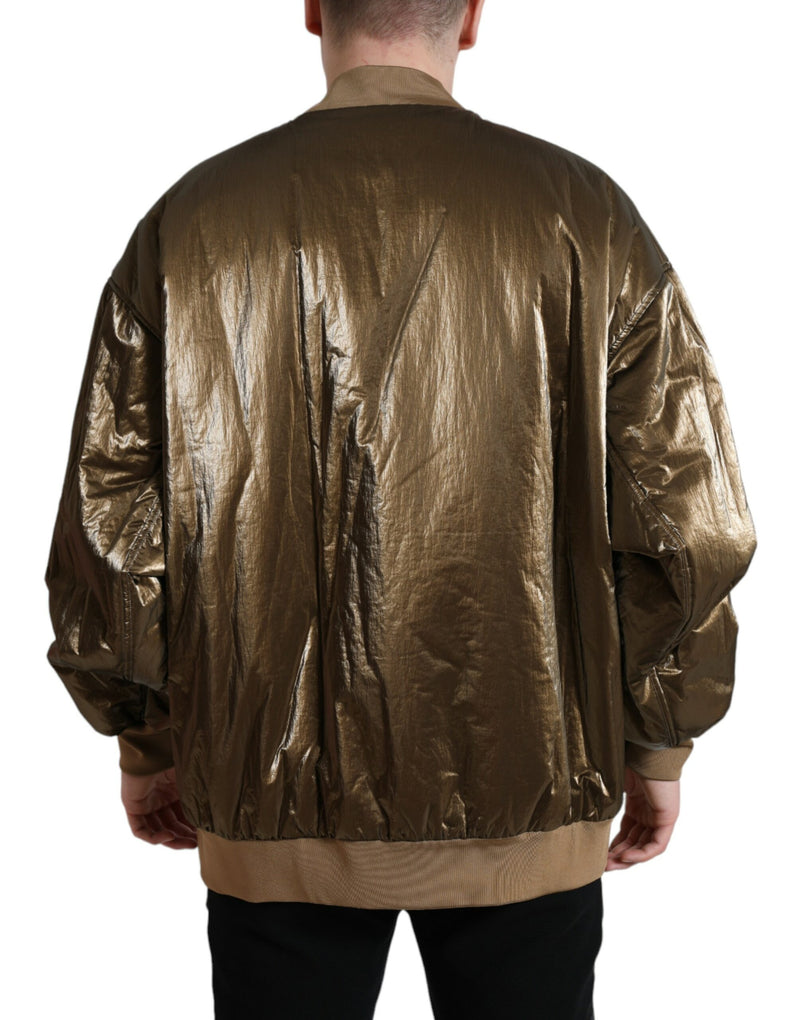 Dolce & Gabbana Bronze Nylon Bomberjack met Ritssluiting voor Heren