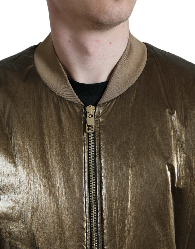 Dolce & Gabbana Bronze Nylon Bomberjack met Ritssluiting voor Heren