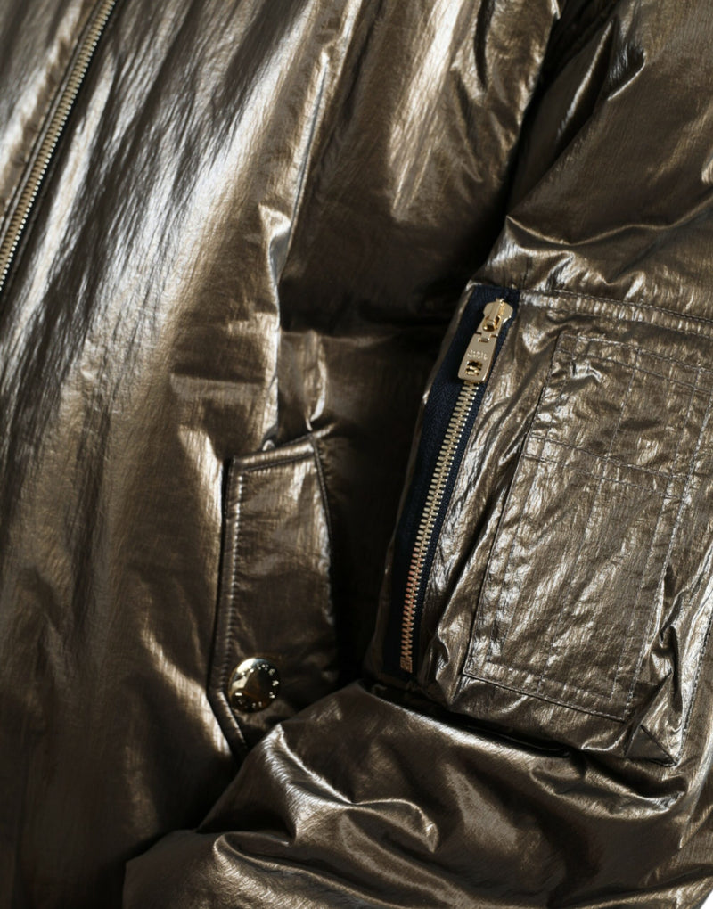 Dolce & Gabbana Bronze Nylon Bomberjack met Ritssluiting voor Heren