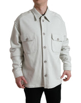 Dolce & Gabbana - Veste-manteau grise en coton à col boutonné