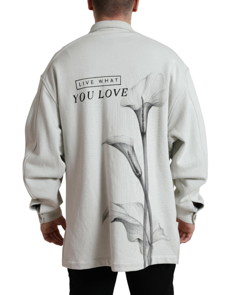 Dolce & Gabbana grijze katoenen jas met knopen en reverskraag