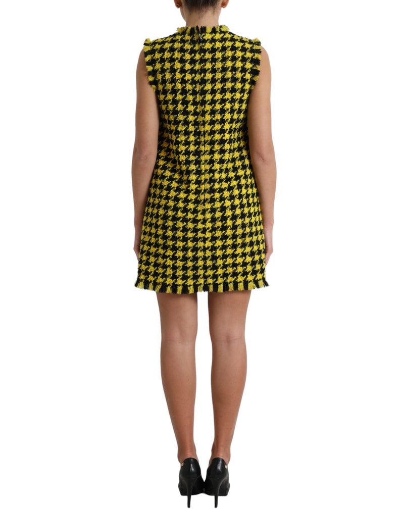 Robe Aline Mini Sans Manches Houndstooth Jaune Dolce & Gabbana