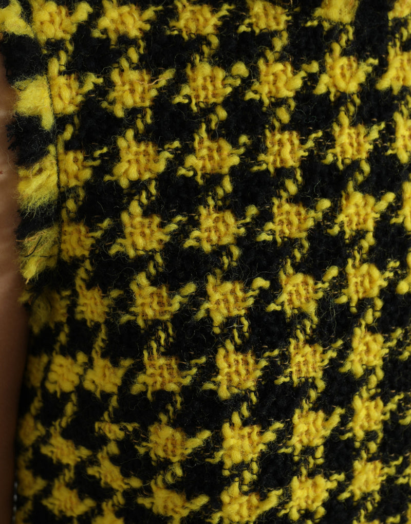 Robe Aline Mini Sans Manches Houndstooth Jaune Dolce & Gabbana