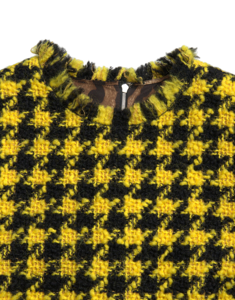 Robe Aline Mini Sans Manches Houndstooth Jaune Dolce & Gabbana