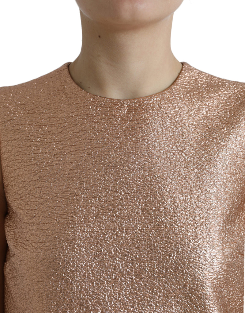 Robe Mini Sans Manches en Jacquard Rose Dolce & Gabbana